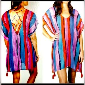 Palisades Beach Cover Up Women Striped One Size